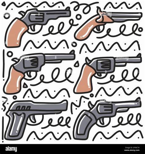 hand drawn gun doodle set Stock Vector Image & Art - Alamy