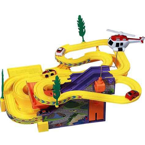 Track Racing Set with 4 Pcs Gliding Cars, Track Racer with Sound & Lig ...