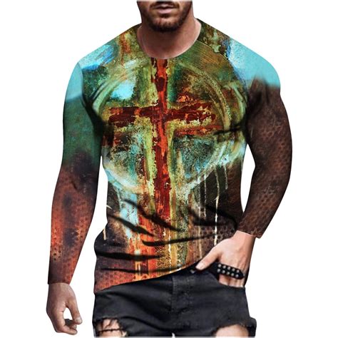 Clerance-Sale Long Sleeve Tee Shirts for Men Round Neck Casual Mens ...