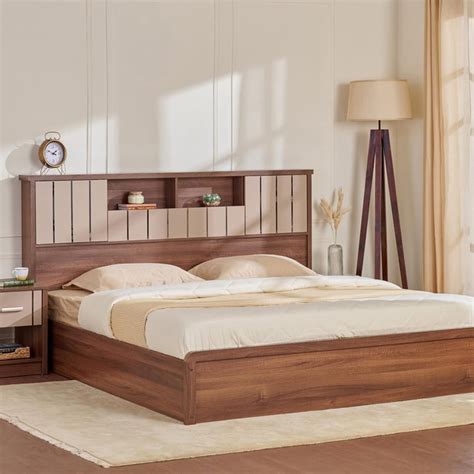 Buy Leon Bond Queen Bed with Hydraulic Storage - Brown from Home Centre ...