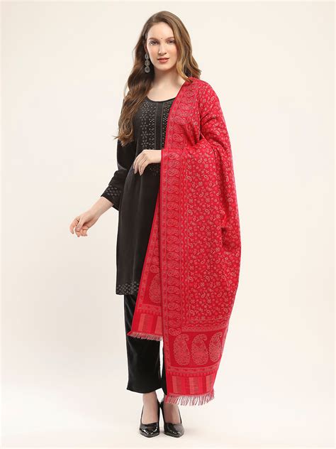 Buy Women Red Self Design Shawl Online in India - Monte Carlo