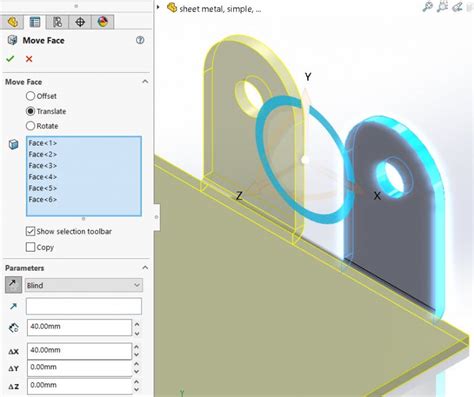 SolidWorks Move Face Command 的图像结果