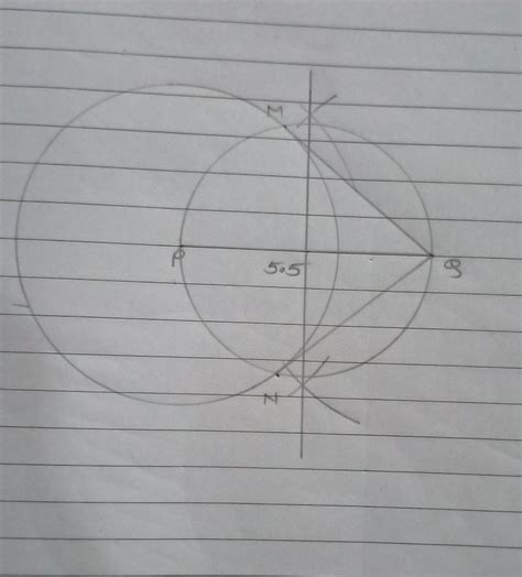 Draw a circle with centre P and radius 3.4 cm take a point Q at a ...