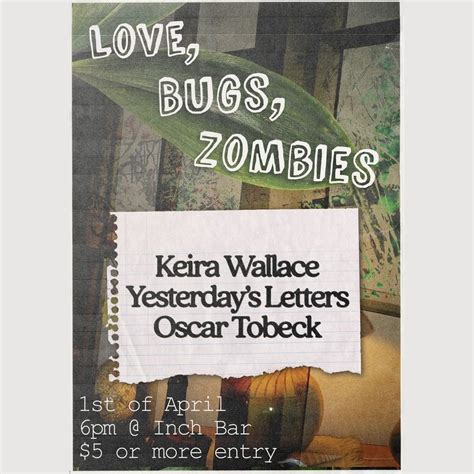 Love, Bugs, Zombies, Inch Bar, Dunedin, 1 April 2023 | AllEvents.in