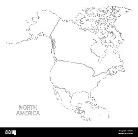 North America outline silhouette map with countries Stock Vector Image ...