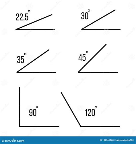 Angles. 45, 90, 120 Degrees Angles Angles Icons of White Background ...