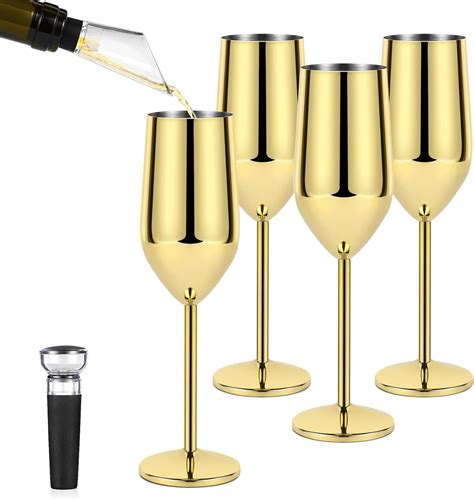 Amazon.com | Yinder 12 Pcs Gold Champagne Flutes Bulk 8.5 oz Gold Wine ...