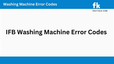 Image result for IFB Error Codes Washing Machine