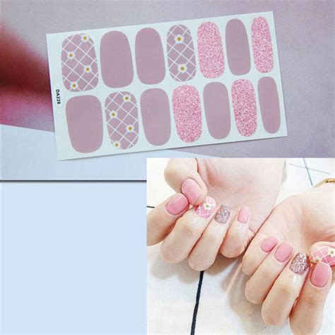 Leoie 14Pcs DIY Nail Decoration Self Adhesive Nail Art Full Cover ...