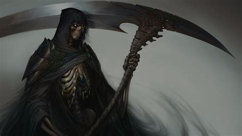 death, monochrome, fantasy art, Grim Reaper, skull, HD Wallpaper | Rare ...