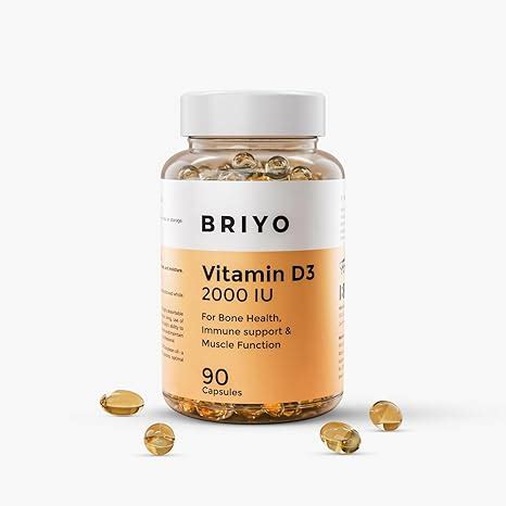 Briyosis Briyo Vitamin D3 2000 IU - 90 Softgels - For Bone Health ...