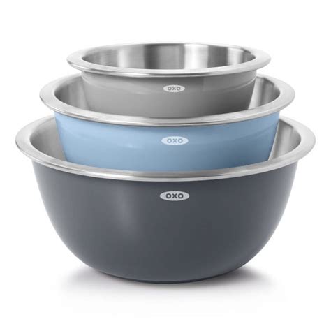 OXO Softworks 3-Piece Mixing Bowl Set, Stainless Steel Insulated, Non ...
