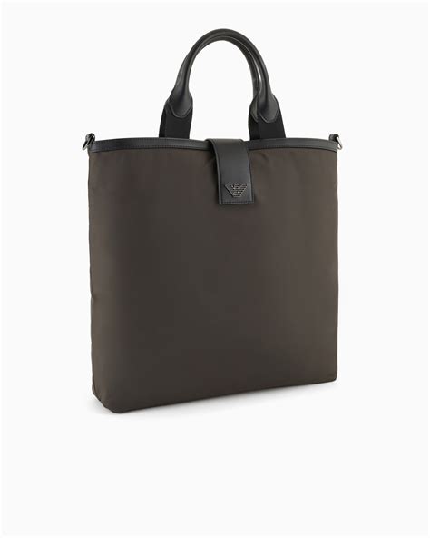 ASV recycled nylon folding shopper bag with shoulder strap | Emporio Armani