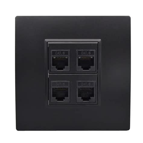 DKURVE Black Color Female CAT6 LAN Direct Socket For Computer RJ45 Wall ...