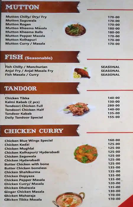 Menu at Blue Wings Bar & Restaurant, Bengaluru