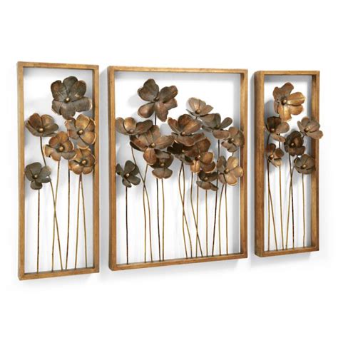 Three-piece Metal Flowers Art | Grandin Road