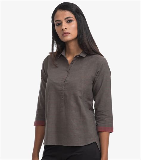Grey khadi cotton shirt – Tulsi Online