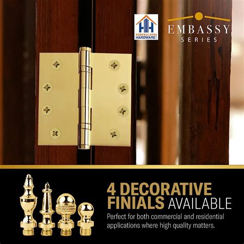 Buy Embassy Door Hinge Solid Brass – 5 x 5 Inch, Heavy Duty, Polished ...