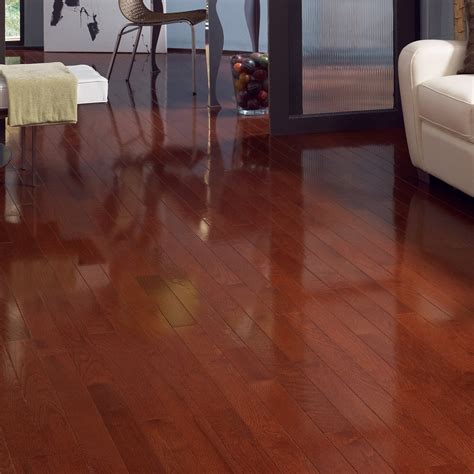 High Gloss 3-1/4" Engineered Red Oak Hardwood Flooring in Cherry Oak ...