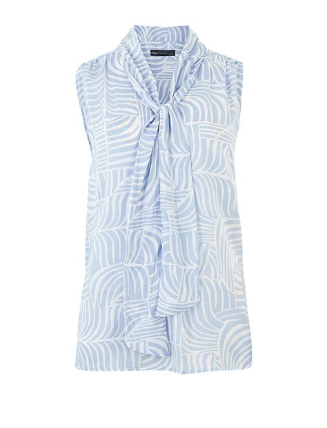Buy Printed Tie Neck Sleeveless Shell Top at Marks & Spencer