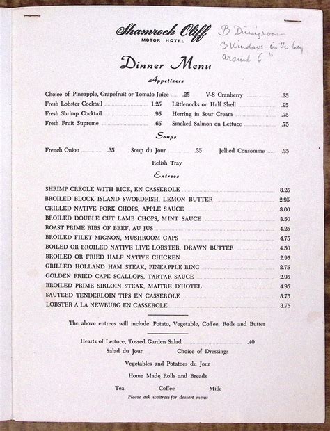 1950s Shamrock Cliff Motor Hotel Newport Rhode Island Ocean DR Dinner ...