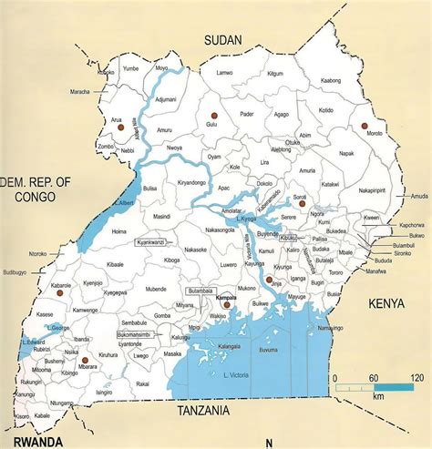 Large administrative map of Uganda | Uganda | Africa | Mapsland | Maps of the World