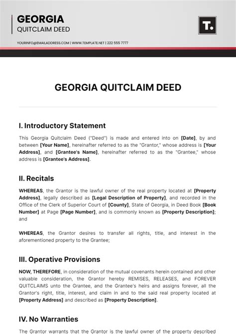 Georgia Quitclaim Deed Template - Edit Online & Download Example ...