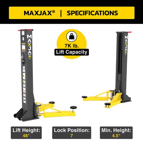M7K 110V Portable Two-Post Garage Lift MaxJax M7K lift Portable two ...