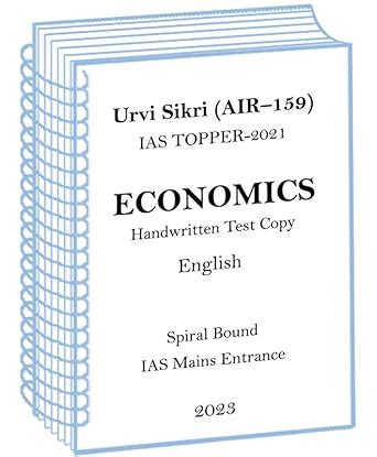 Buy IAS Topper 2021 Urvi Sikri AIR–159 Economics Handwritten Copy in ...