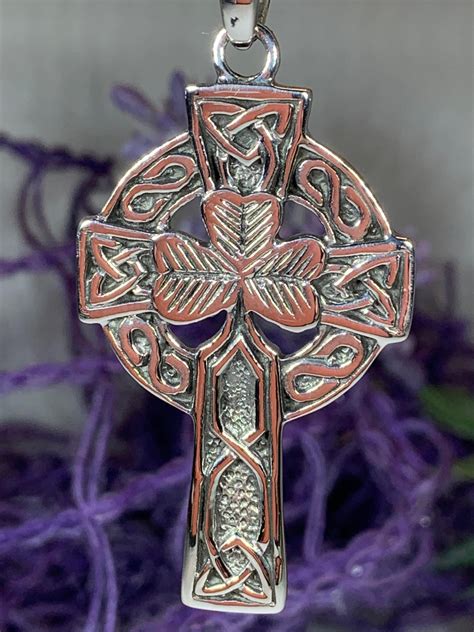Celtic Cross Necklace, Celtic Jewelry, Irish Jewelry, Shamrock Cross ...