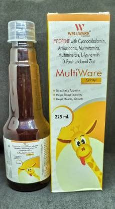 WELLWARE MULTIWARE MULTIVITAMIN SYRUP| D PANTHENOL AND ZINC Price in ...