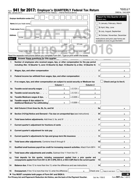 Image result for Form 941 Printable Form
