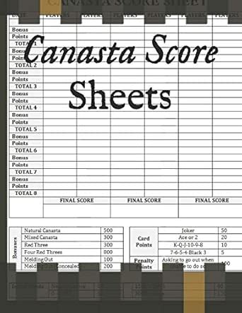 Buy Canasta Score Sheets: Canasta Blank Score Sheet Notebook - American ...