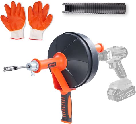 VEVOR Drain Auger 25Ft, Plumbing Snake with Drill Attachment, Plumbers ...