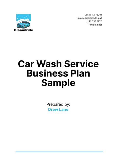 Free Car Wash Business Plan Templates, Editable and Printable