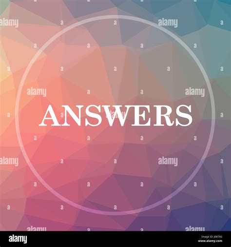 Answers icon. Answers website button on low poly background Stock Photo ...