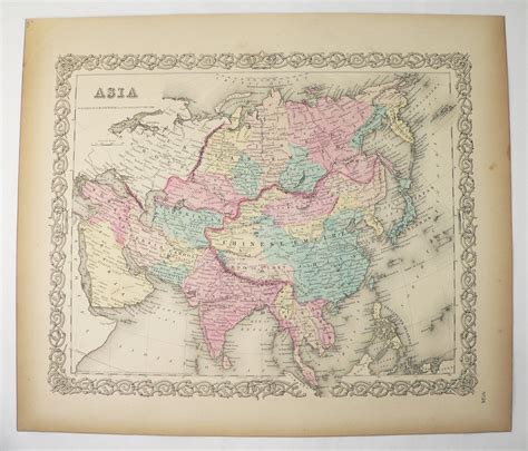 Antique Asia Map 1856 Colton Map of Asia, Saudi Arabia India Map, Iran ...