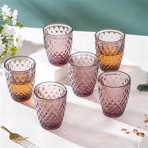 Rose Water Glass Mauve Set Of 6 250 ml Online - Premium Tumbler | Nestasia