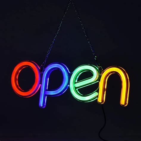 VNDRA® Multicolour OPEN Neon Sign for Shop Window | Bright LED ...