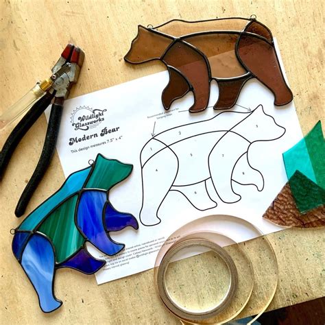 Digital download pattern modern bear stained glass animal etsy – Artofit