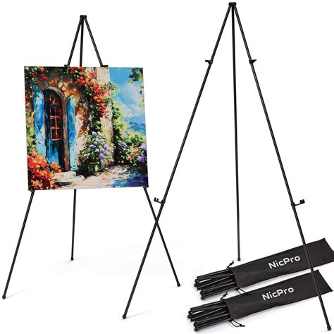 Nicpro 2 Pack 63 Inch Folding Easels, Metal Floor Stand, Portable for ...