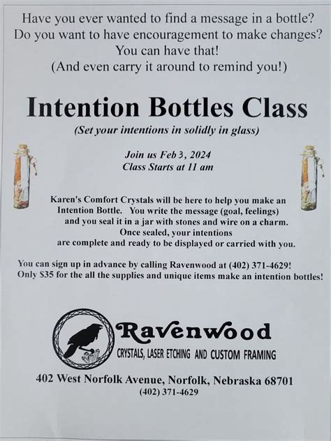 Intention Bottles Class, 402 W Norfolk Ave, Norfolk, NE, February 3 ...