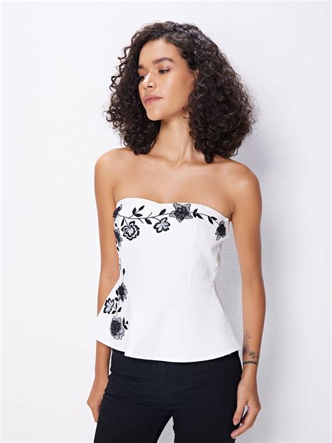 White Bandeau Peplum Top