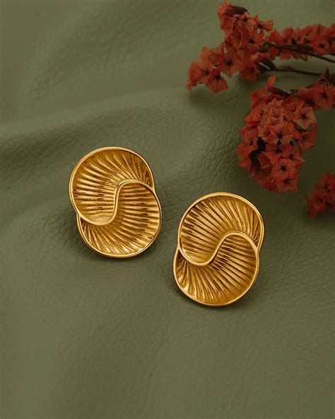 Gold Plated Contemporary Bold Stud Earring – Carlton London Online