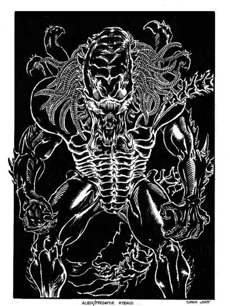 Image result for Alien Predator Hybrid Drawings