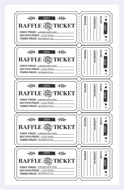 Printable Raffle Tickets 1-100