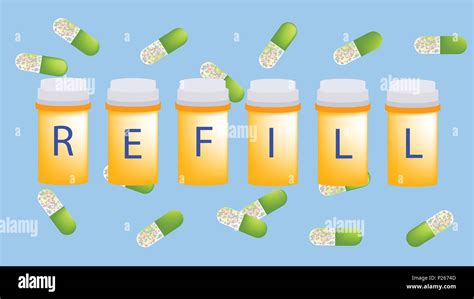 Refill prescriptions. Quickly refill medications in just a few steps. Refill. Aesthetic Vector Art
