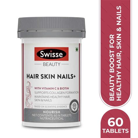 Swisse Beauty Hair Skin Nails+ with Vitamin C and Biotin for Healthy ...