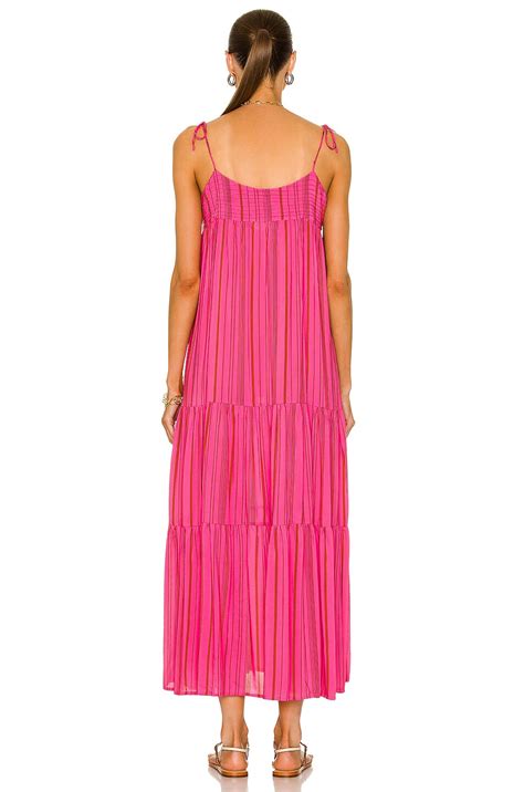 Natalie Martin Melanie Dress in Thin Stripe Puglia Pink | FWRD