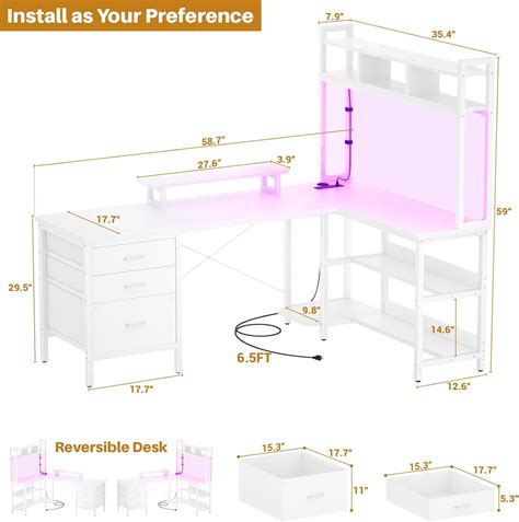 Aheaplus L Shaped Gaming Desk with Hutch, Gaming India | Ubuy